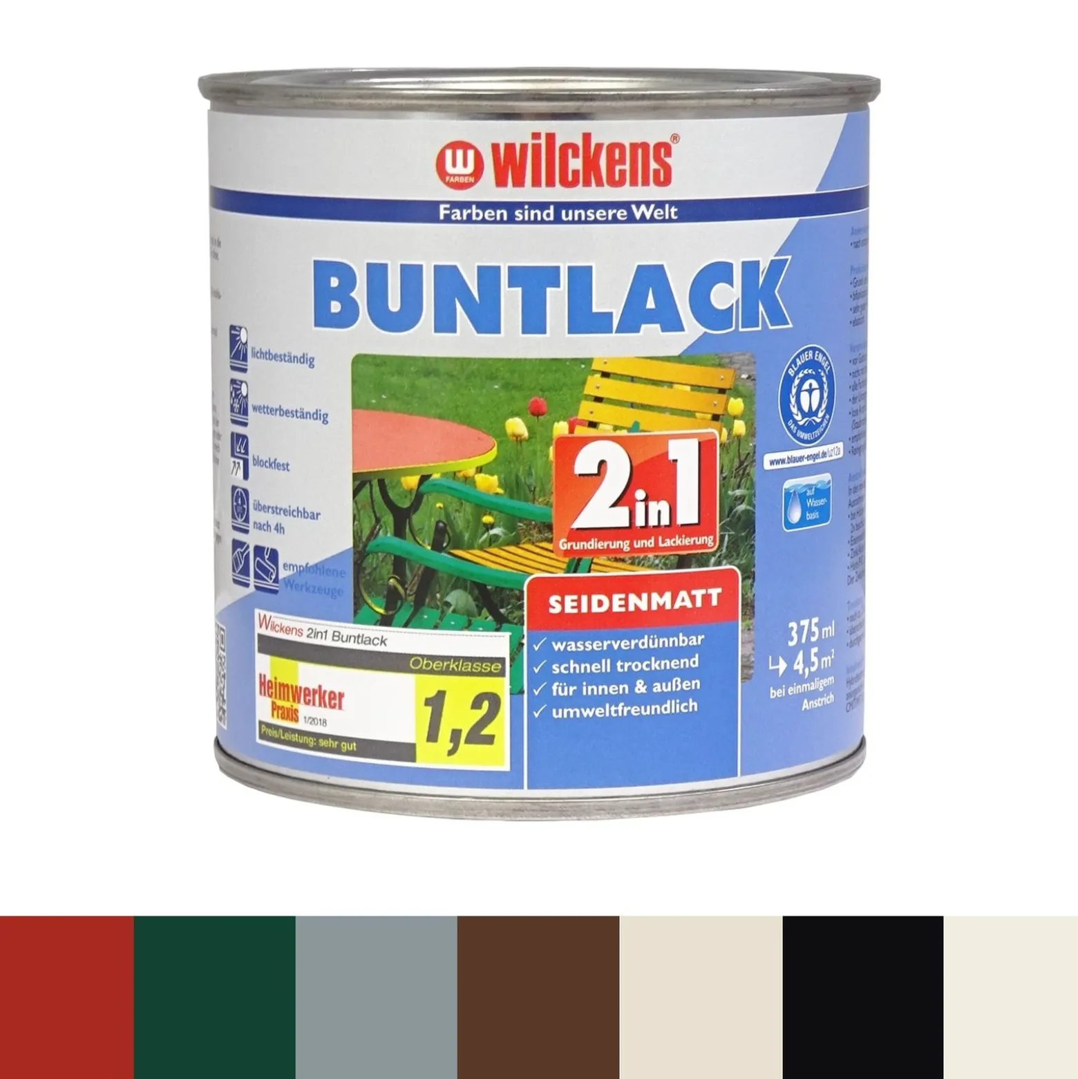 Wilckens 2in1 Buntlack seidenmatt 7 Farben 375 ml
