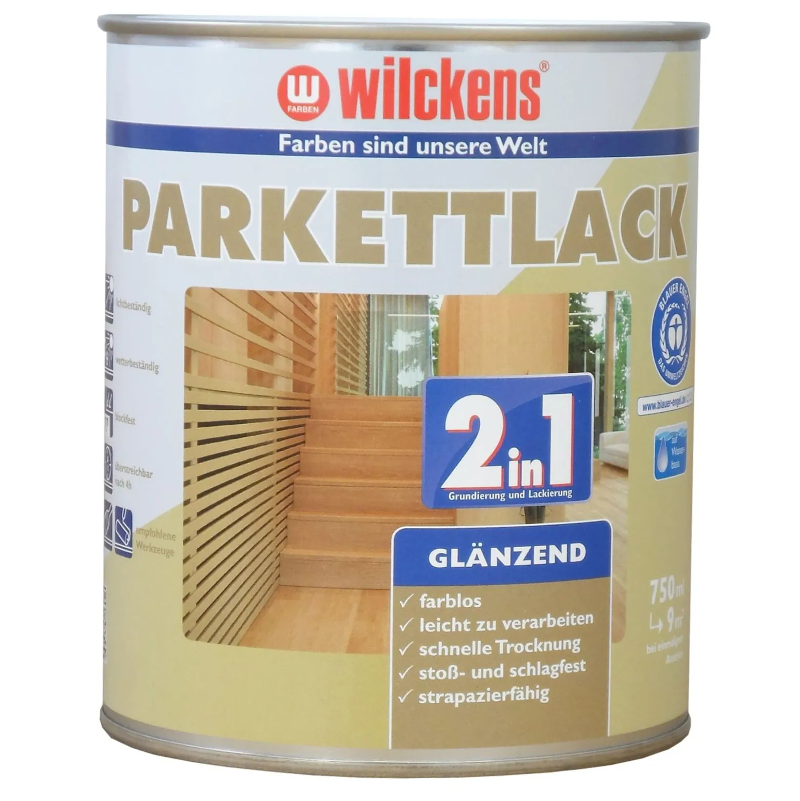Wilckens 2in1 Parkettlack seidenmatt glänzend 750ml