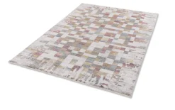Wohnzimmer Teppich Grafik grau rot orange blau Astra Calea