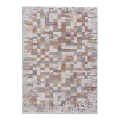 Wohnzimmer Teppich Grafik grau rot orange blau Astra Calea