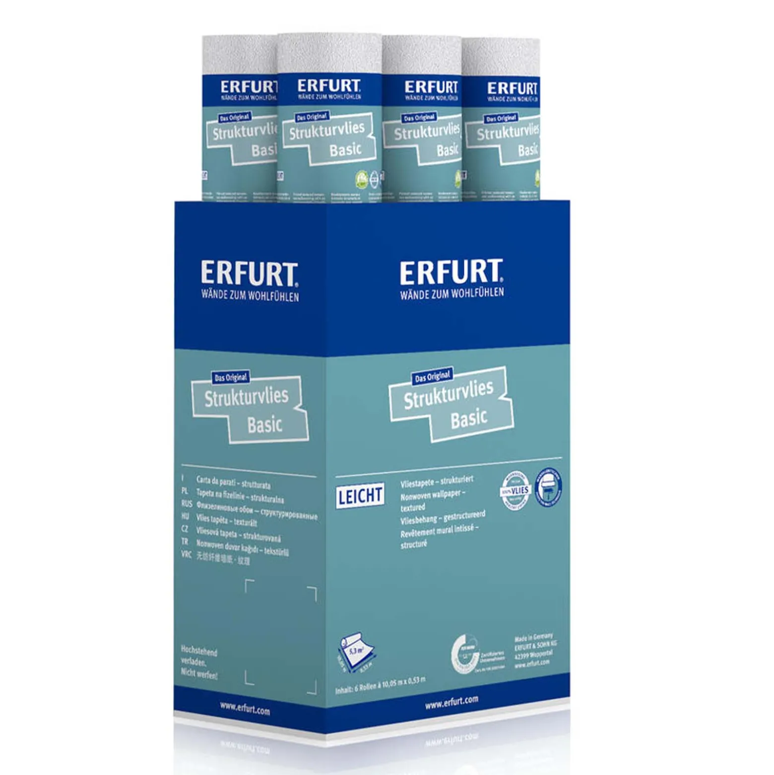 6 x Erfurt Strukturvlies Basic 400 Vliestapete 31,98 m²