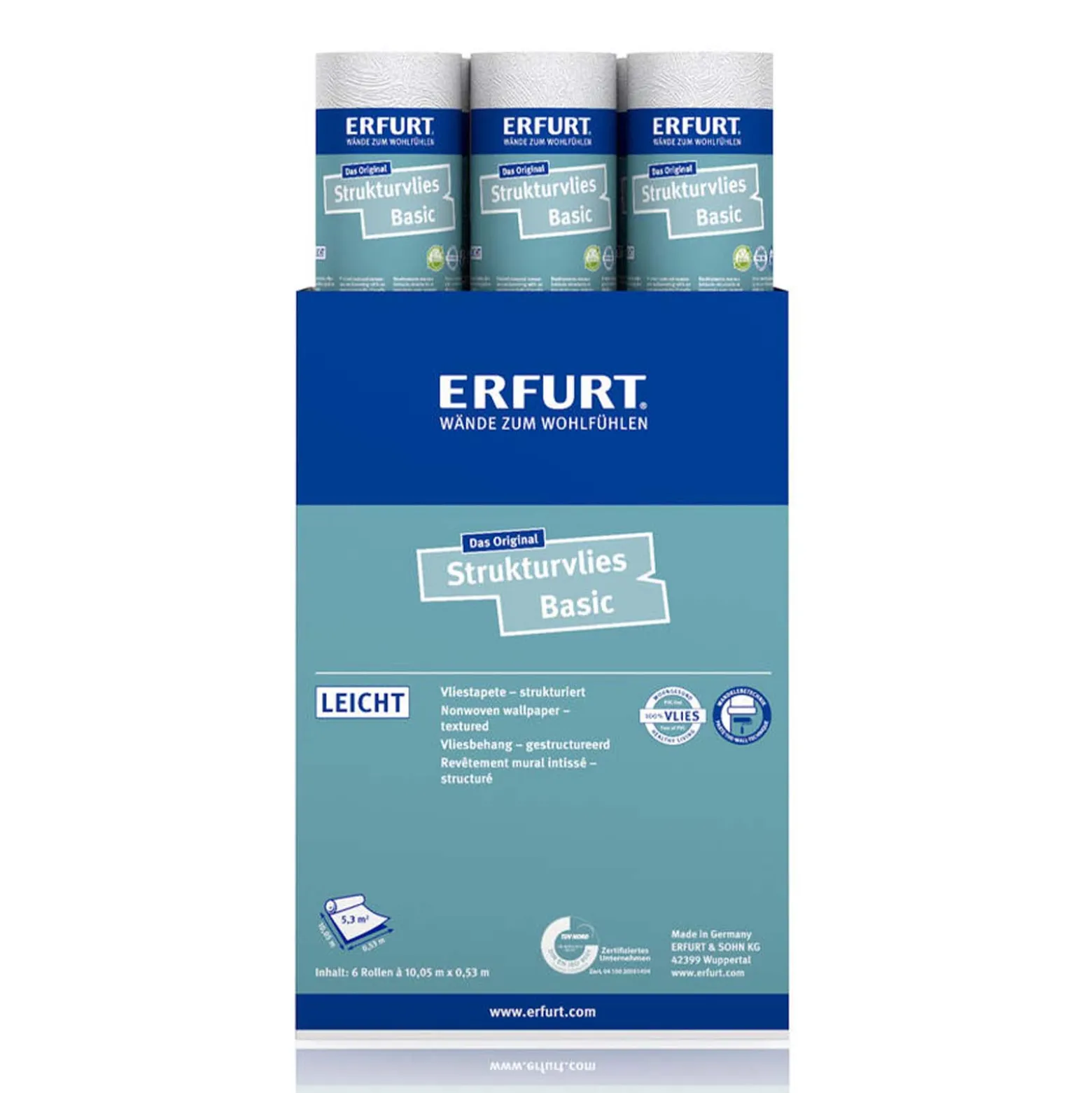 6 x Erfurt Strukturvlies Basic 404 Vliestapete 31,98 m²