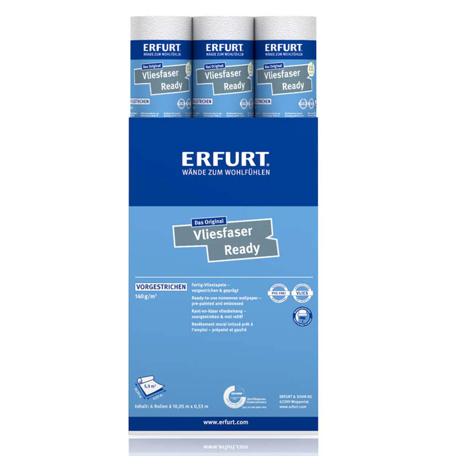6 x Erfurt Vliesfaser Ready 300 Vliestapete 31,98 m²