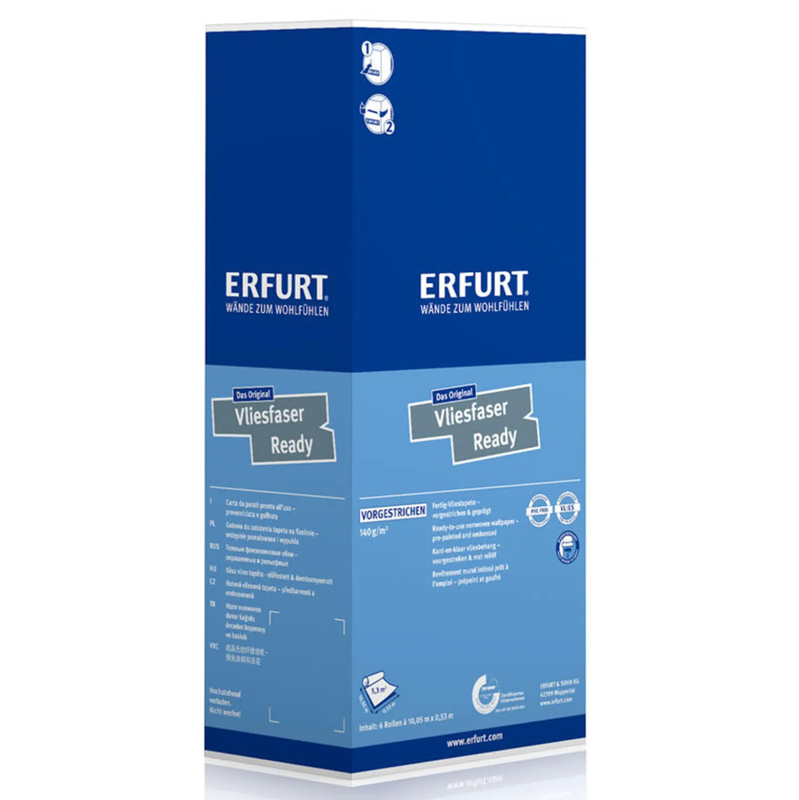 6 x Erfurt Vliesfaser Ready 305 Vliestapete 31,98 m²