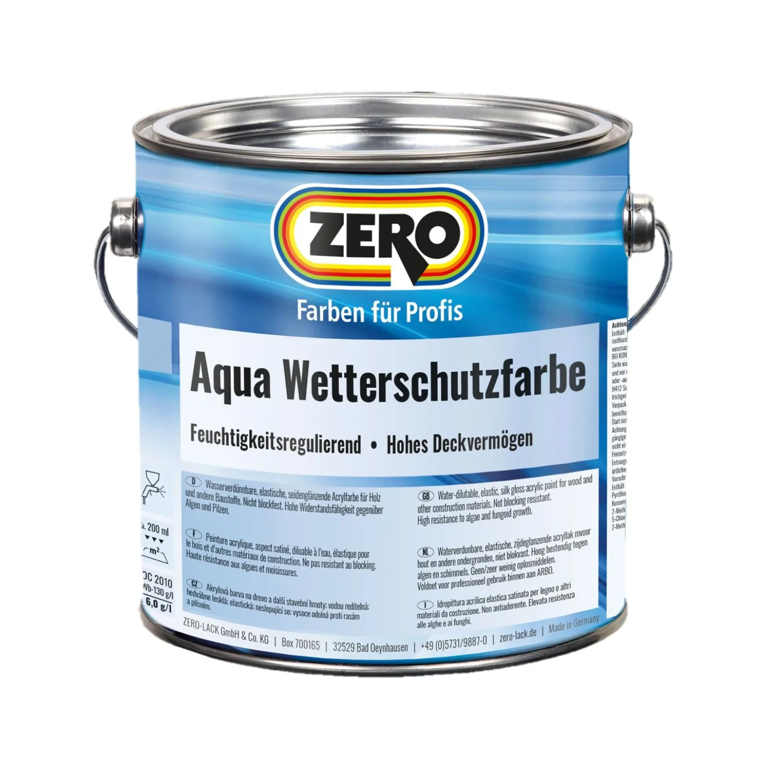 Zero Aqua Wetterschutzfarbe Holz seidenglänzend 2,5 L