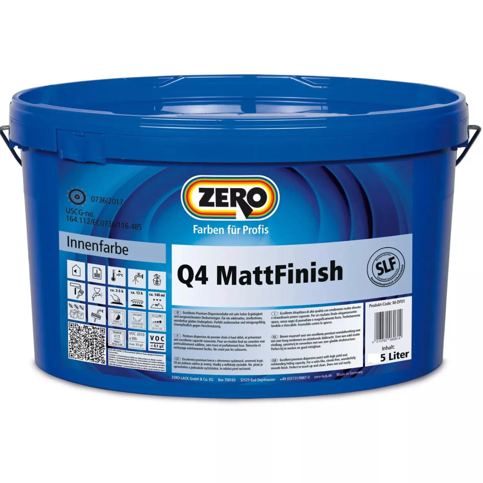 ZERO Q4 MattFinish weiß Innenfarbe hoch deckend 5 L